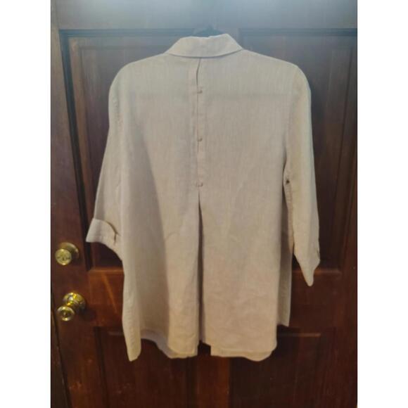 Chico's beige Button Blouse 100% Linen Large (2) - Picture 7 of 8